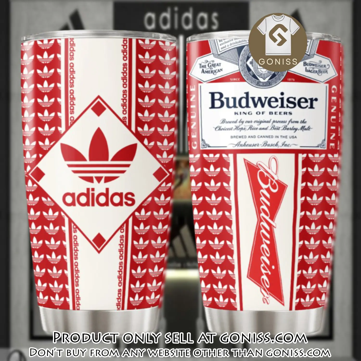 Adidas budweiser stainless steel tumbler 20oz30oz gn0608868